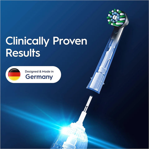 Oral-B Pro Cross Action Electric Toothbrush Head, X-Shape and Angled Bristles for Deeper Plaque Removal, Pack of 4 Toothbrush Heads, Black