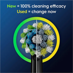 Oral-B Pro Cross Action Electric Toothbrush Head, X-Shape and Angled Bristles for Deeper Plaque Removal, Pack of 4 Toothbrush Heads, Black
