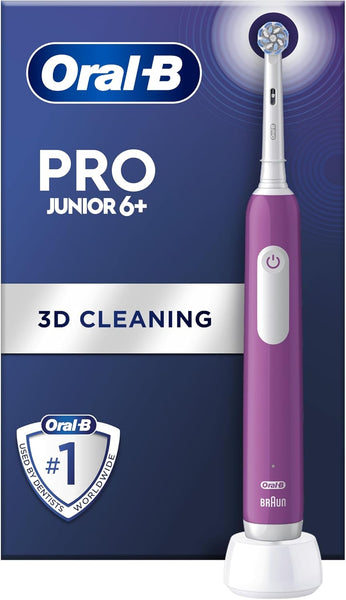 Oral-B Pro Junior Electric Toothbrush, 1 Purple Handle, 1 Toothbrush Head, Designed By Braun, For Ages 6+