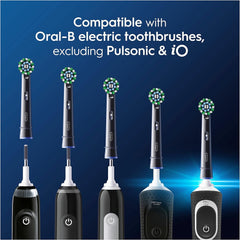 Oral-B Pro Cross Action Electric Toothbrush Head, X-Shape and Angled Bristles for Deeper Plaque Removal, Pack of 4 Toothbrush Heads, Black