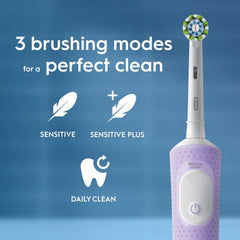 Oral-B Vitality Pro Electric Toothbrushes Adults, 1 Handle, 2 Oral B Electric Toothbrush Heads, 3 Brushing Modes Including Sensitive Plus, Rechargeable, 2 Pin UK Plug, Purple