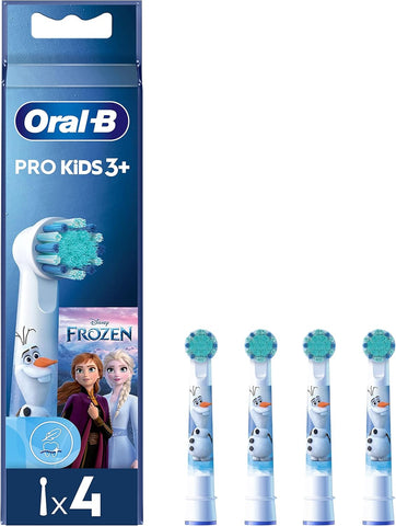 Oral-B Pro Kids Electric Toothbrush Head, Oral B Electric Toothbrushes Kids, with Disney Frozen Characters, Extra Soft Bristles, for Ages 3+, Pack of 4 Toothbrush Heads, White