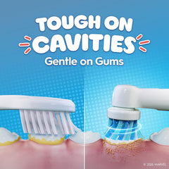 Oral-B Pro Kids Electric Toothbrush, 1 Toothbrush Head, x4 Spiderman Stickers, 1 Travel Case, 2 Modes with Kid-Friendly Sensitive Mode, For Ages 3+, 2 Pin UK Plug, Blue