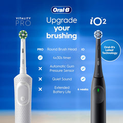 Oral-B Vitality Pro Electric Toothbrushes Adults, 1 Handle, 2 Oral B Electric Toothbrush Heads, 3 Brushing Modes Including Sensitive Plus, Rechargeable, 2 Pin UK Plug, Purple