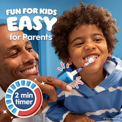 Oral-B Pro Kids Electric Toothbrush, 1 Toothbrush Head, x4 Spiderman Stickers, 1 Travel Case, 2 Modes with Kid-Friendly Sensitive Mode, For Ages 3+, 2 Pin UK Plug, Blue