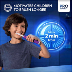Oral-B Pro Junior Electric Toothbrush, 1 Purple Handle, 1 Toothbrush Head, Designed By Braun, For Ages 6+